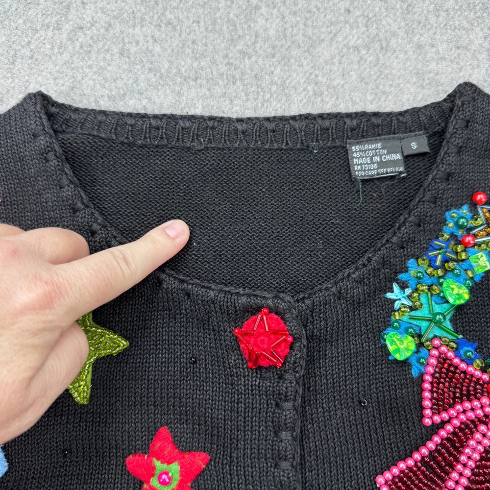 Vintage 90s Michael Simon Christmas "Holiday Whimsy" Cardigan Sweater Sz S *READ - Picture 12 of 14